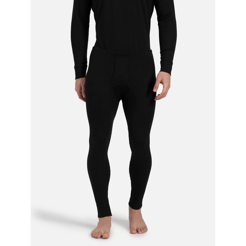Jockey 2421 Men Super Warm Combed Cotton Rich Brushed Thermal Long John - Black (M)