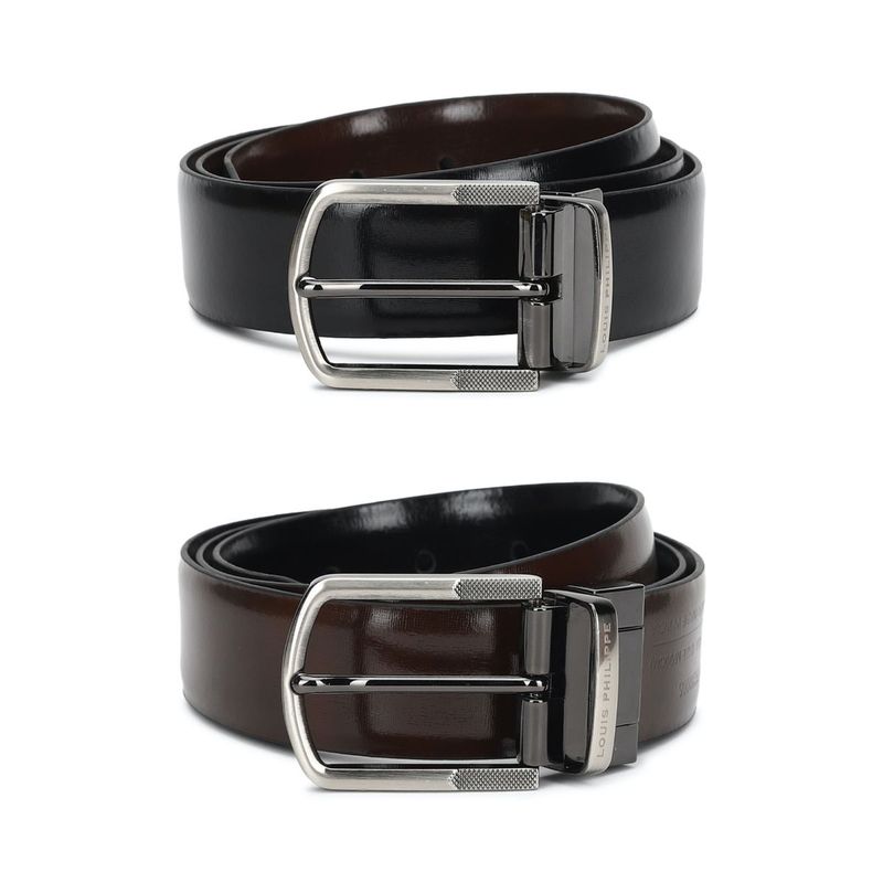 Louis Philippe Black Reversible Belt (M)