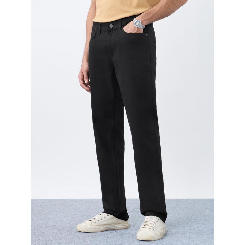 The Souled Store Solid Jet Black Men Slim Fit Jeans (28)
