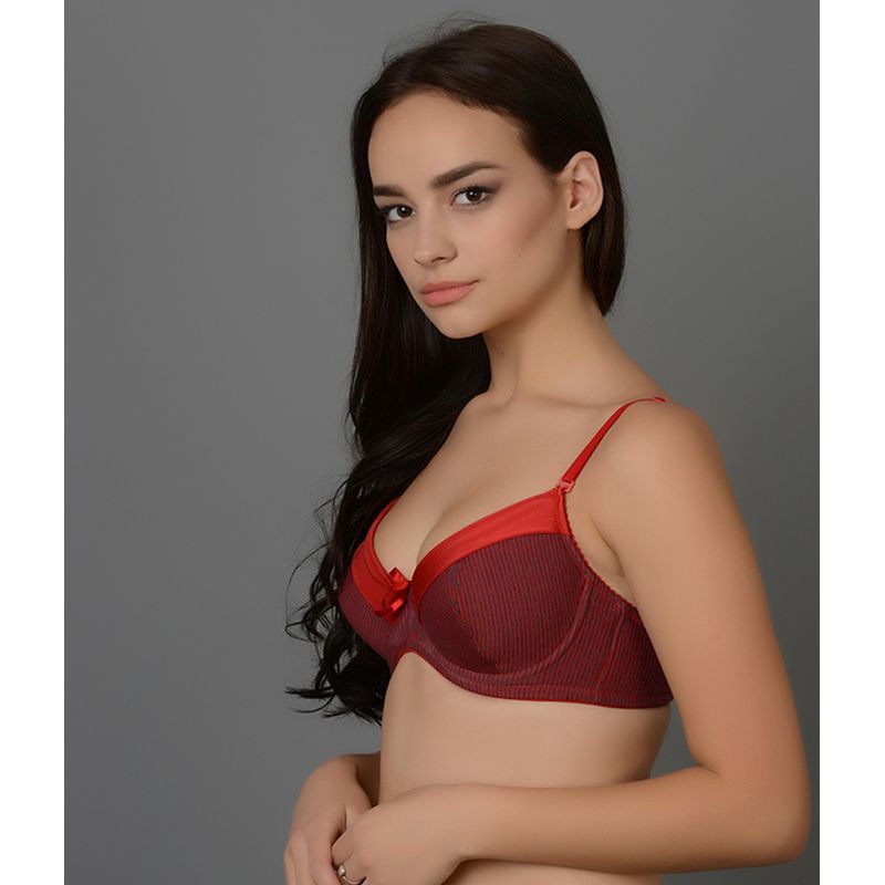 Da Intimo Red Solid Tshirt Bra (34B)