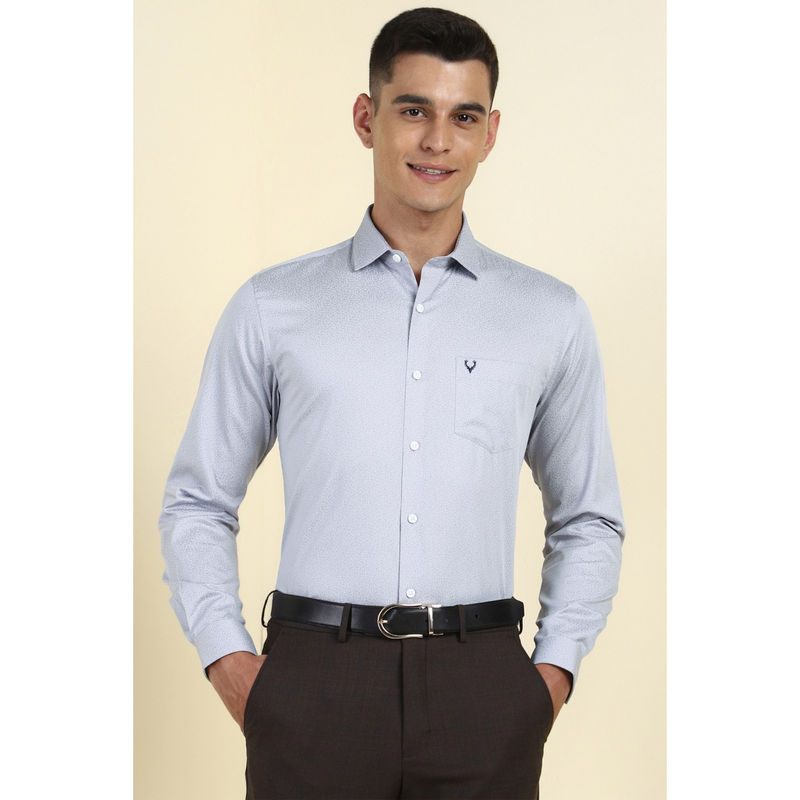 Allen Solly Men Grey Printed Full Sleeves Formal Shirt (39)