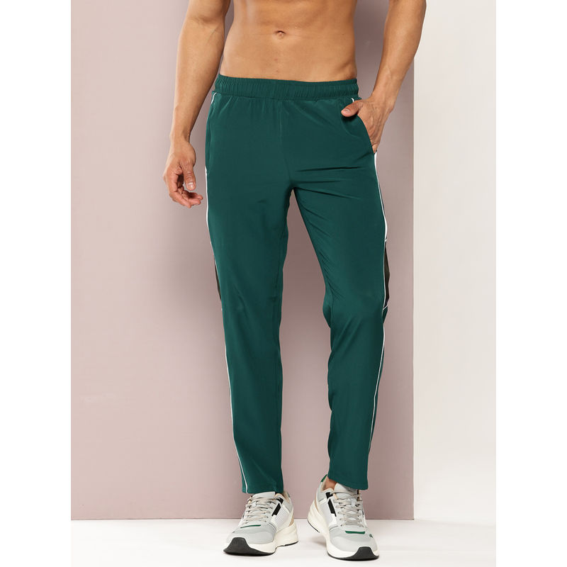 TURNFIT Green Slim Fit Trackpant with Contrast Patch Detail (M)