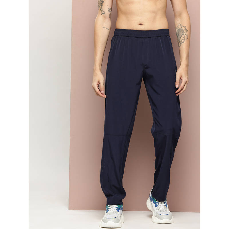 TURNFIT Navy Blue Men Slim Fit Running Trackpant with Zipper Pocket (M)