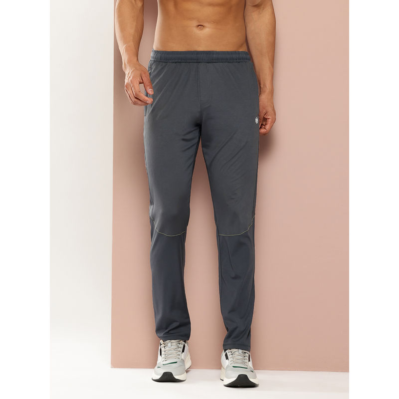 TURNFIT Grey Typographic Print Trackpant with Zipper Pocket (S)