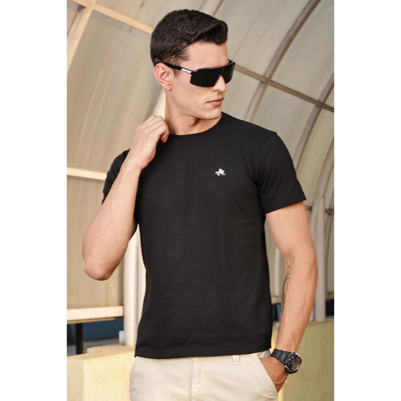 Parcel Yard Men Round Neck Solid Regular Fit Cotton T-Shirt (L)