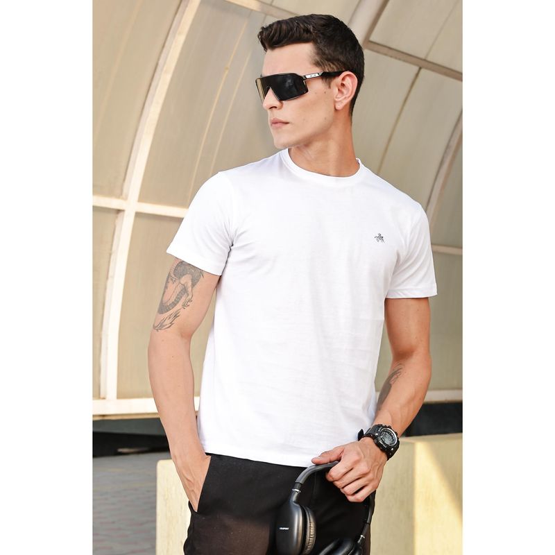 Parcel Yard Men Round Neck Solid Regular Fit Cotton T-Shirt (M)
