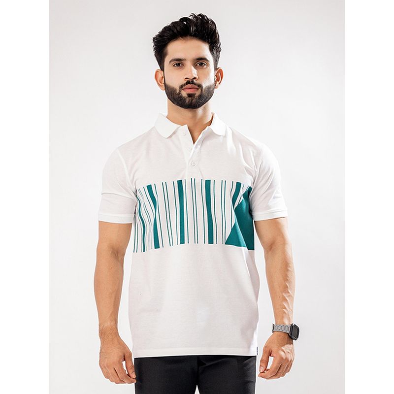 ROYALTAIL Men Collar Neck Stripes Regular Fit Cotton Polo T-Shirt (S)