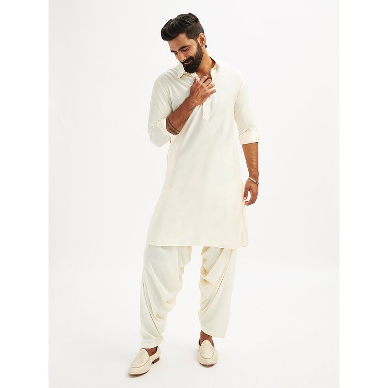 Vastramay Men Viscose Traditional Pathani Khan Kurta with Patiala (Set of 2) (XL)