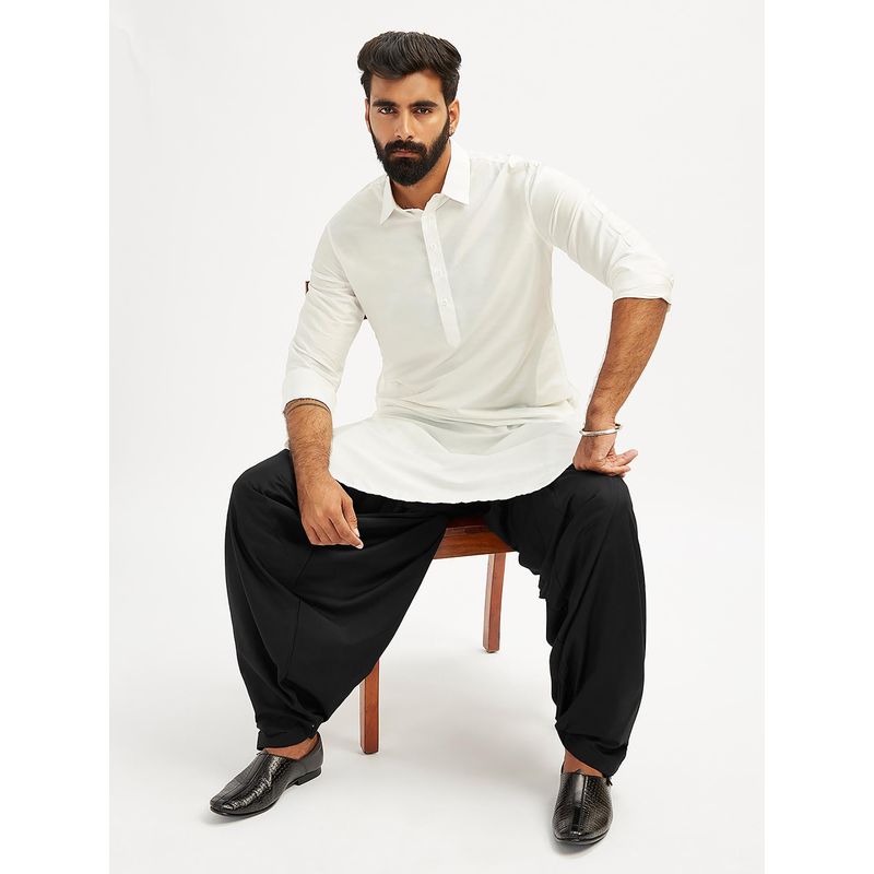 Vastramay Men Viscose Traditional Pathani Khan Kurta with Patiala (Set of 2) (S)