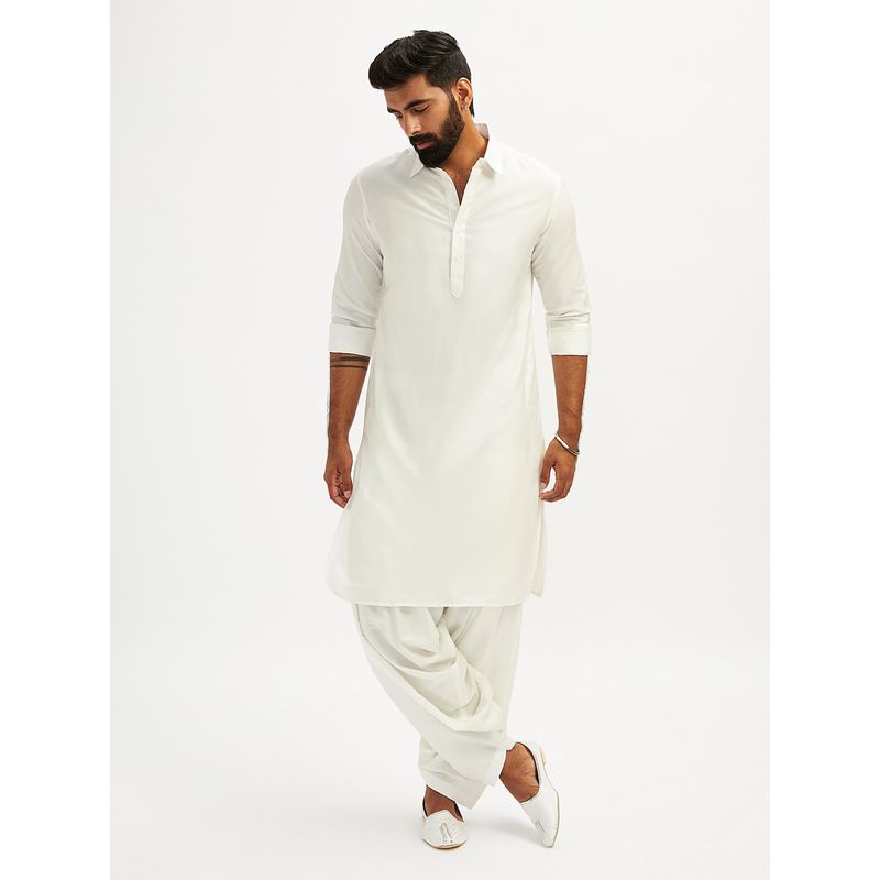 Vastramay Men Viscose Traditional Pathani Khan Kurta with Patiala (Set of 2) (XL)