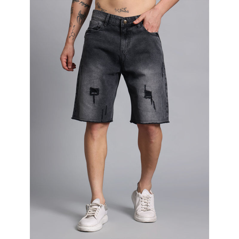 VUDU Charcoal Distressed Denim Shorts (30)