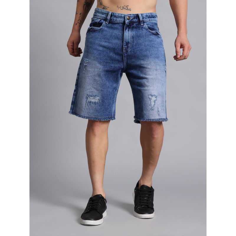VUDU Mid-Wash Distressed Denim Shorts (30)