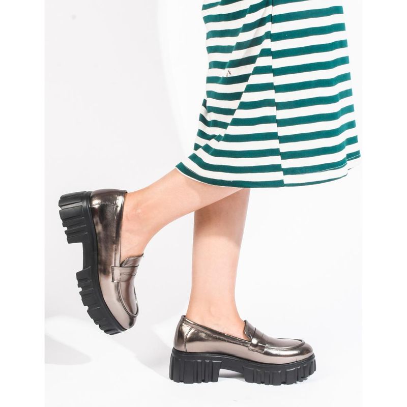 SHUZ TOUCH Sultan Metallic Loafers (EURO 36)