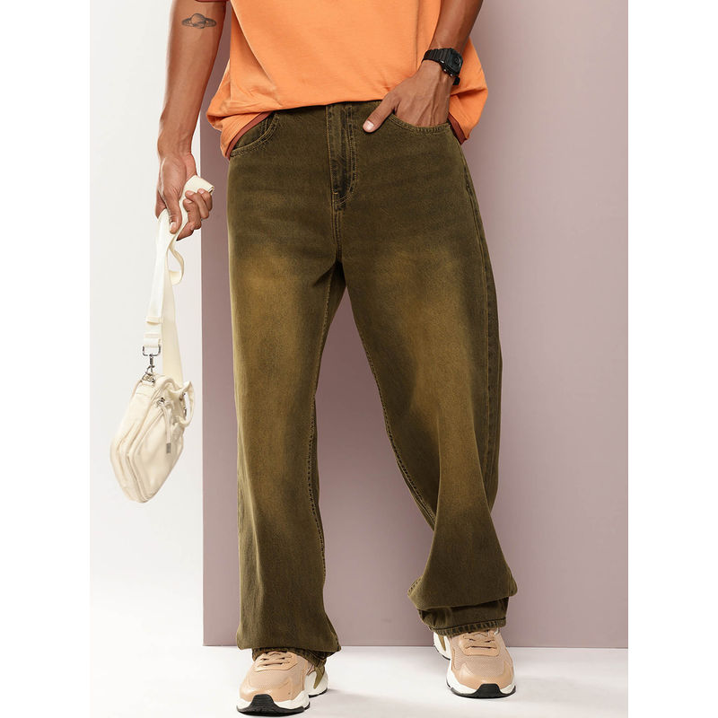 DILLINGER Men Green Denim Baggy Fit Jeans (S)