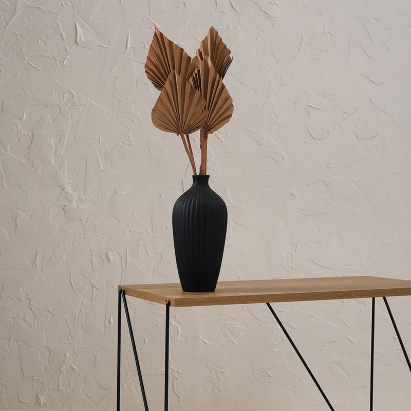 PUREZENTO Black Decorative Vase for Home Centre Table Flowers Pot Bedroom Side Corners (Small)