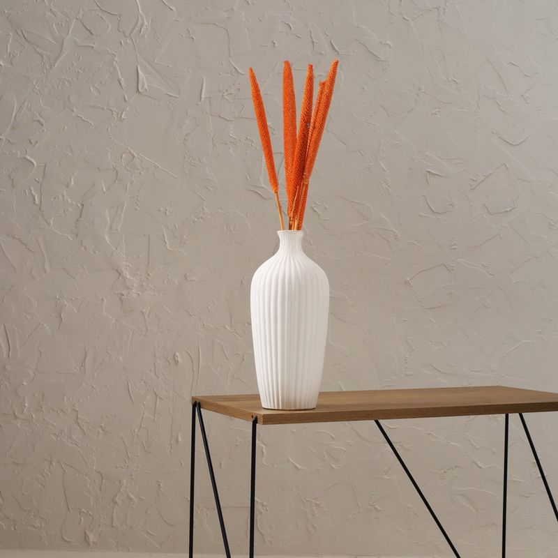 PUREZENTO White Decorative Vase for Home Centre Table Flowers Pot Bedroom Side Corners (Medium)