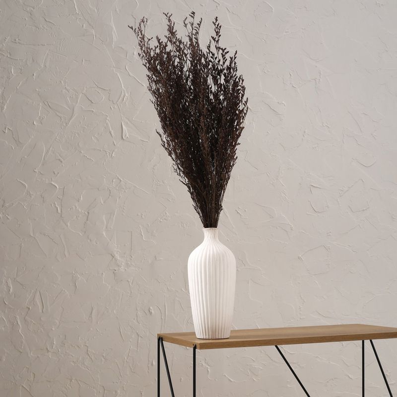 PUREZENTO White Decorative Vase for Home Centre Table Flowers Pot Bedroom Side Corners (Small)