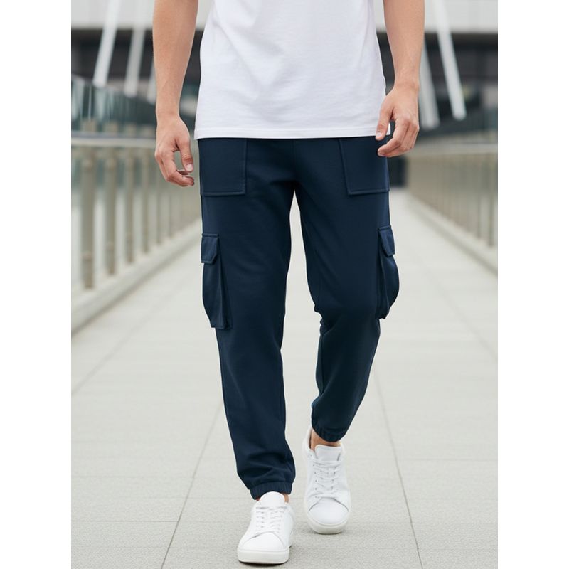 Bewakoof Air 1.0 Men's Navy Blue Oversized Cargo Joggers (L)