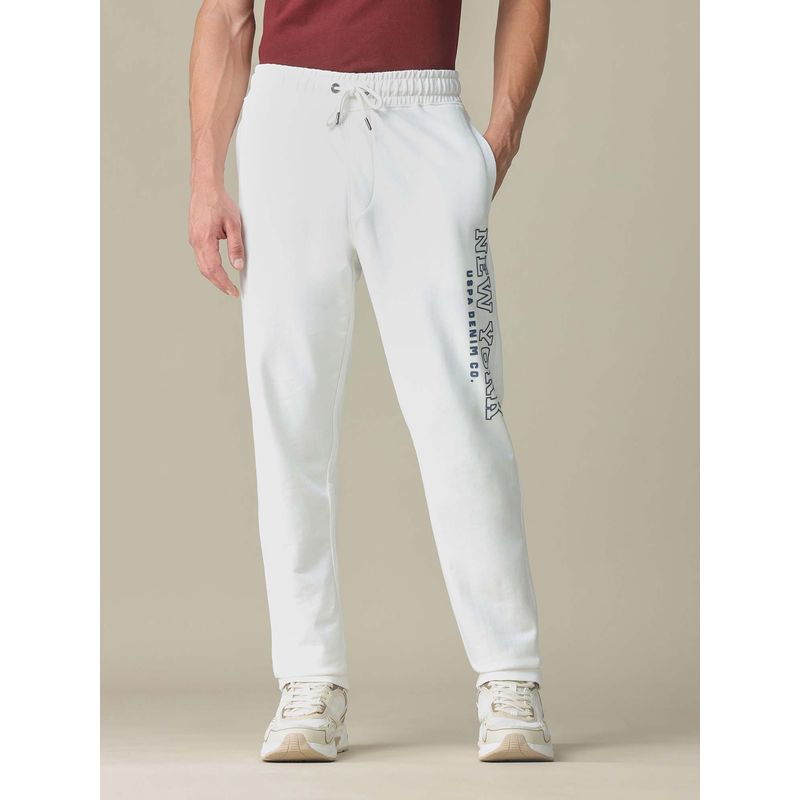 U.S. Polo Assn. Denim Co. Men's White Brand Embossed Regular Fit Track Pants (S)