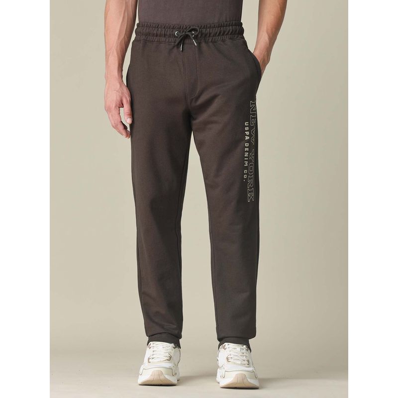 U.S. Polo Assn. Denim Co. Men's Brown Brand Embossed Regular Fit Track Pants (S)