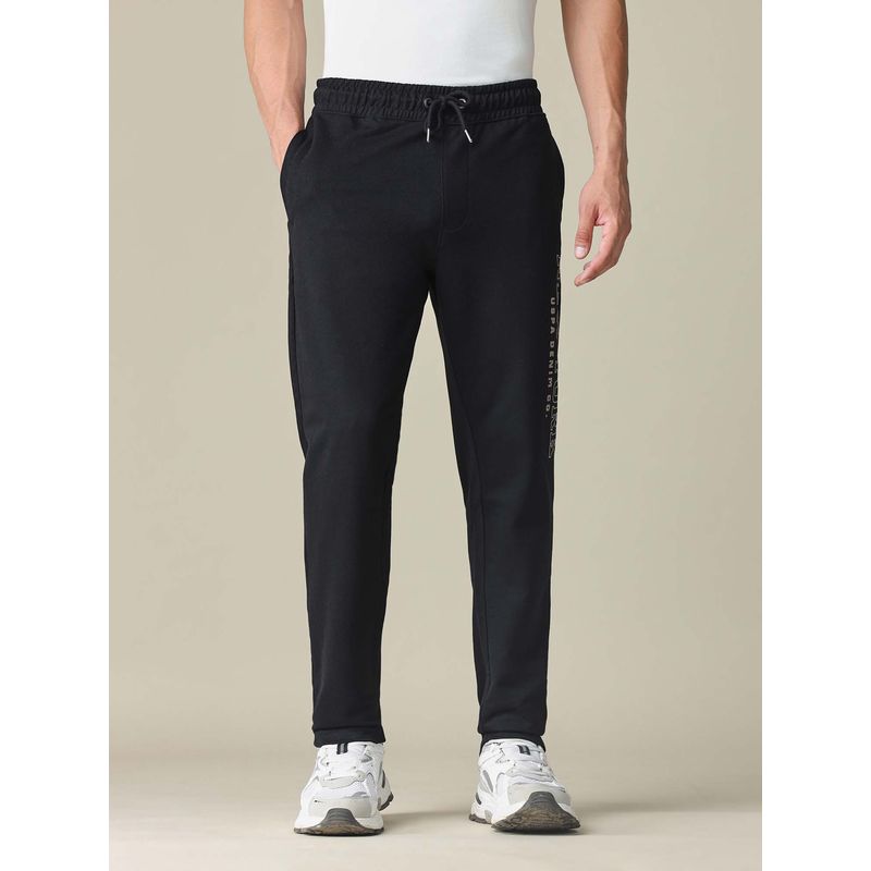 U.S. Polo Assn. Denim Co. Men's Black Brand Embossed Regular Fit Track Pants (S)
