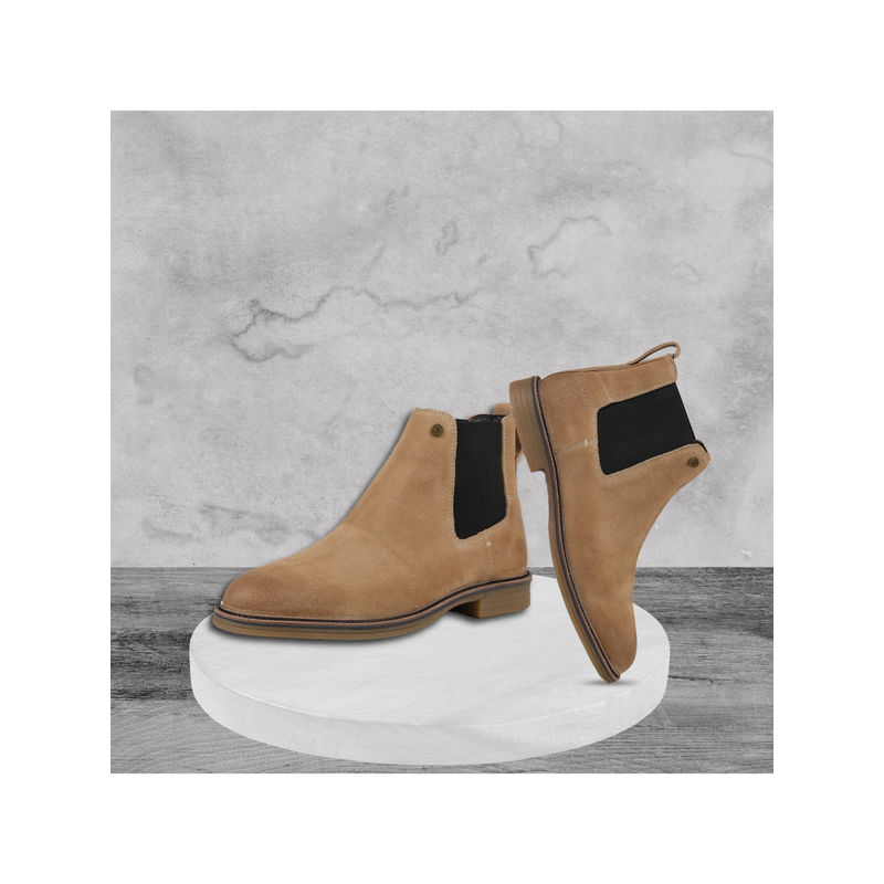 EZOK Men Casual Leather Chelsea Boots Tan (UK 10)
