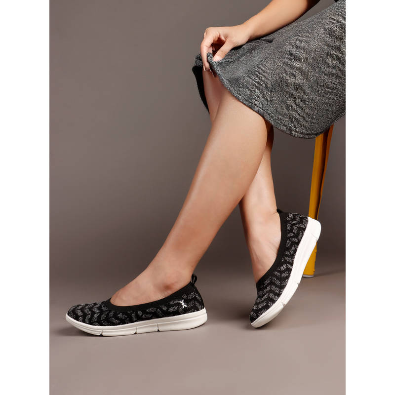 Carlton London Patterned Comfort Casual Ballerinas Black (EURO 36)