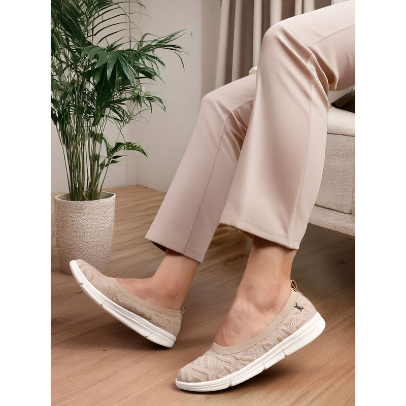 Carlton London Patterned Comfort Casual Ballerinas Beige (EURO 36)