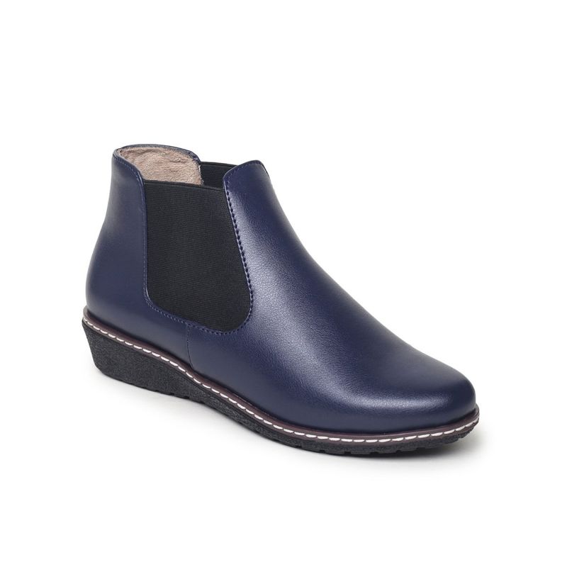 VALIOSAA Solid Navy Blue Chelsea Boots (EURO 36) (EURO 36)
