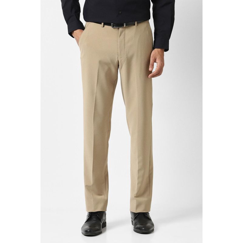 Van Heusen Men Beige Solid Straight Trouser (34)