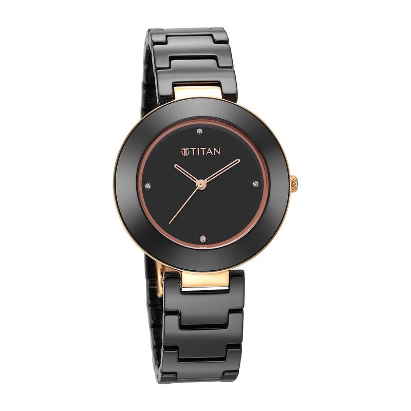 Titan black metal top watches for womens