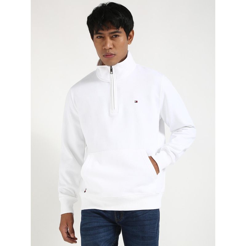Tommy Hilfiger Men's Solid White Color Bomber Jacket (M)