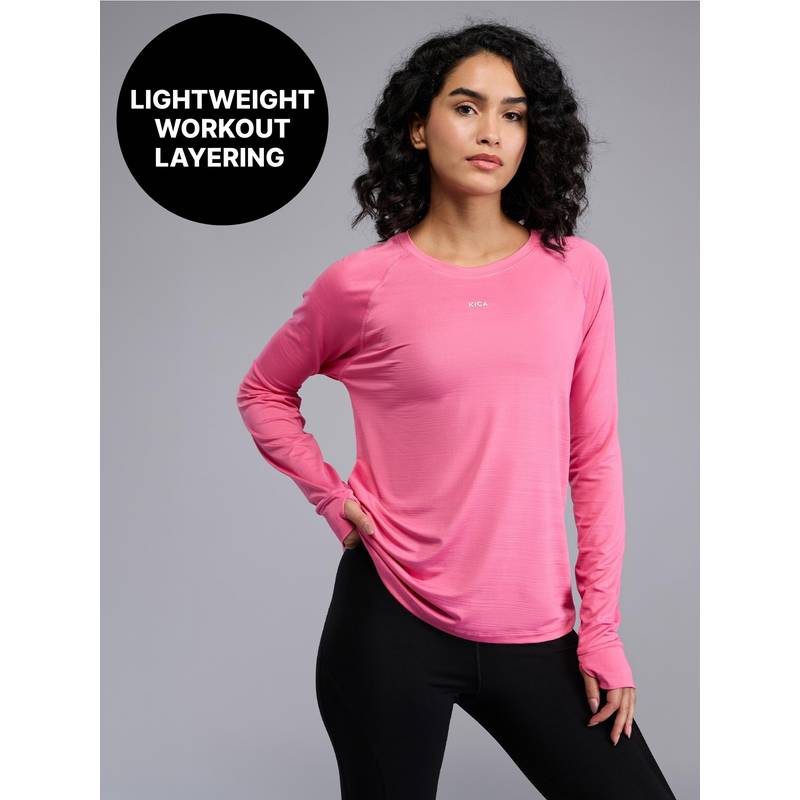 Kica Regular Fit Basic Full Sleeve T-Shirt With A Round Neck KIC030-Pink (XS)