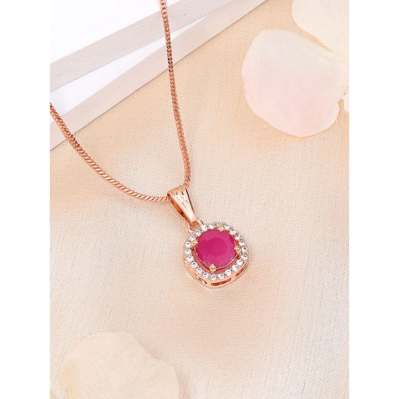 Buy Estele Rose Gold Plated Cz Luminous Ruby Red Crystal Adorned ...