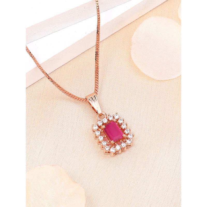 Buy Estele Rose Gold Plated Cz Luminous Ruby Red Crystal Adorned ...