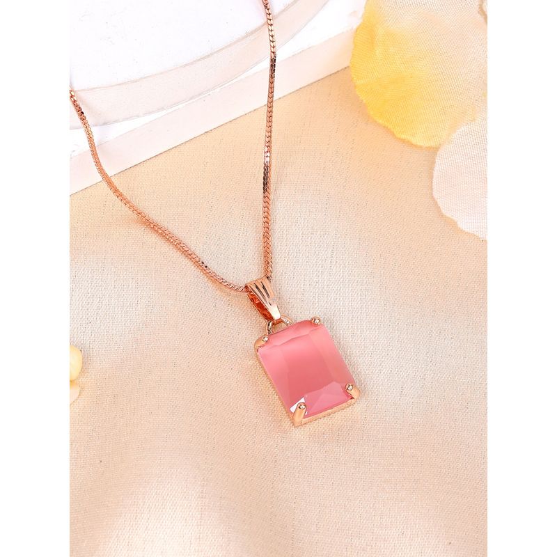 Buy Estele Rose Gold Plated Cz Mint Pink Solitaire Square Gehenna ...