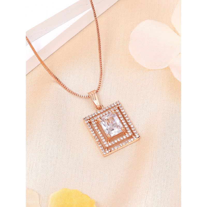 Buy Estele Rose Gold Plated Square Pattern Cz White Crystal Gehenna ...
