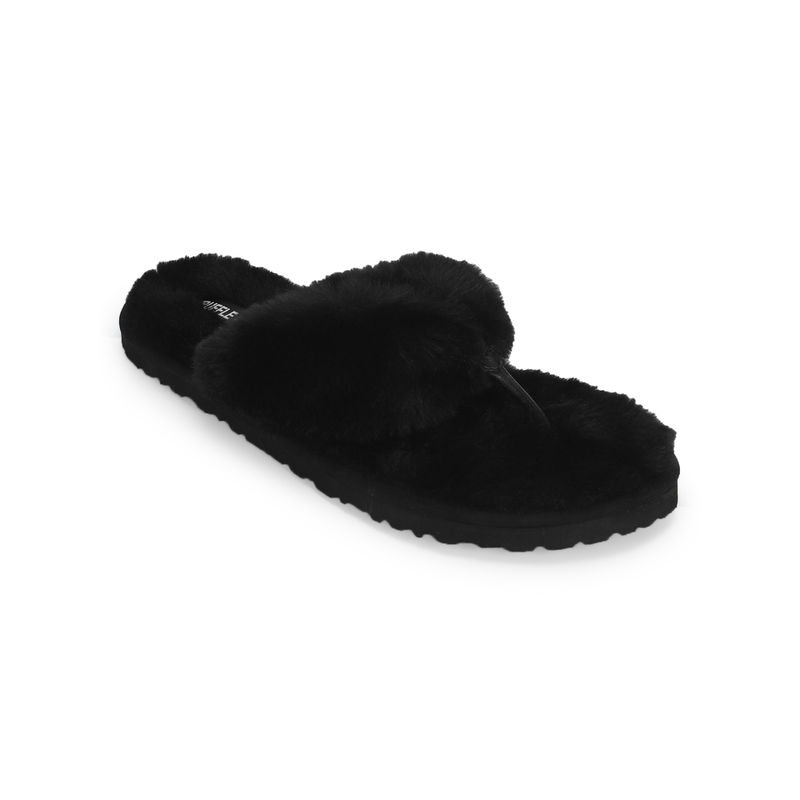 Black fluffy flip flops new arrivals