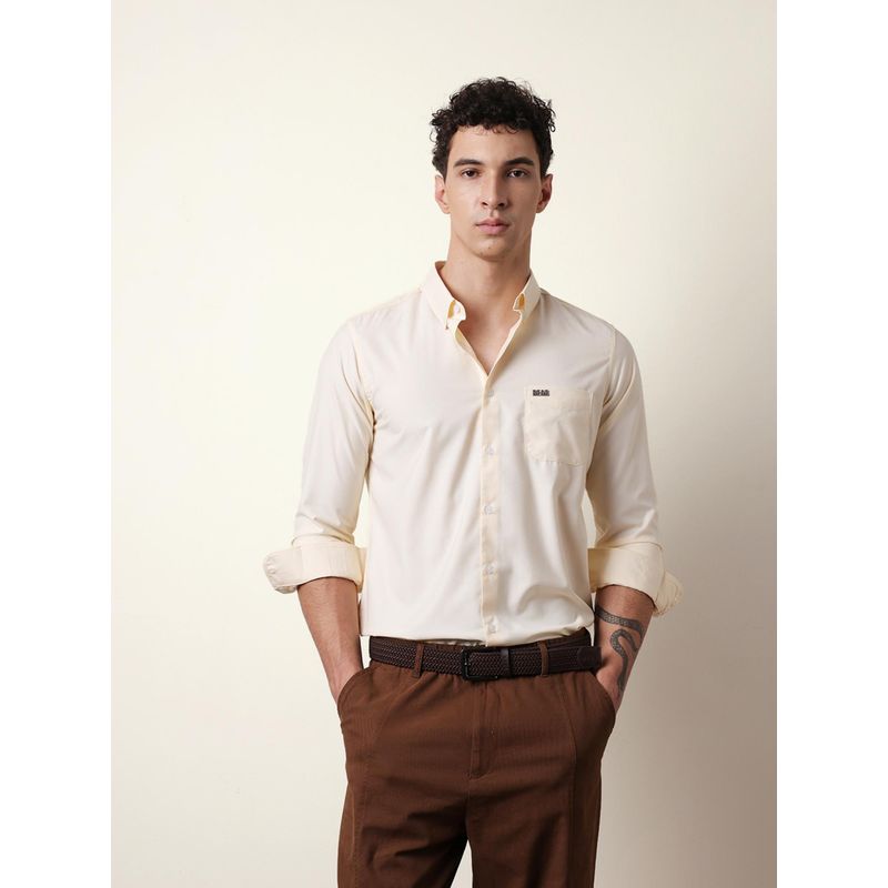 THE BEAR HOUSE Mens Cream Casual Modern Fit Shirt (S)