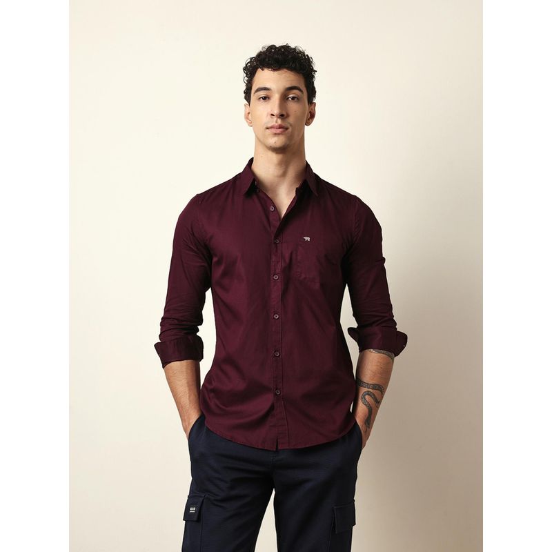 THE BEAR HOUSE Mens Maroon Casual Modern Fit Shirt (2XL)