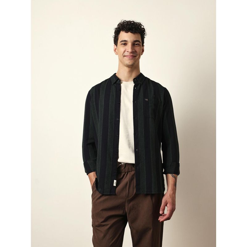THE BEAR HOUSE Mens Green Casual Modern Fit Shirt (S)
