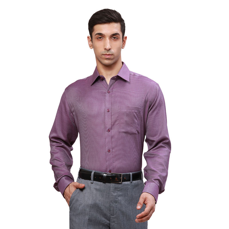 Park Avenue Regular Fit Self Design Dark Purple Formal Shirt (39)
