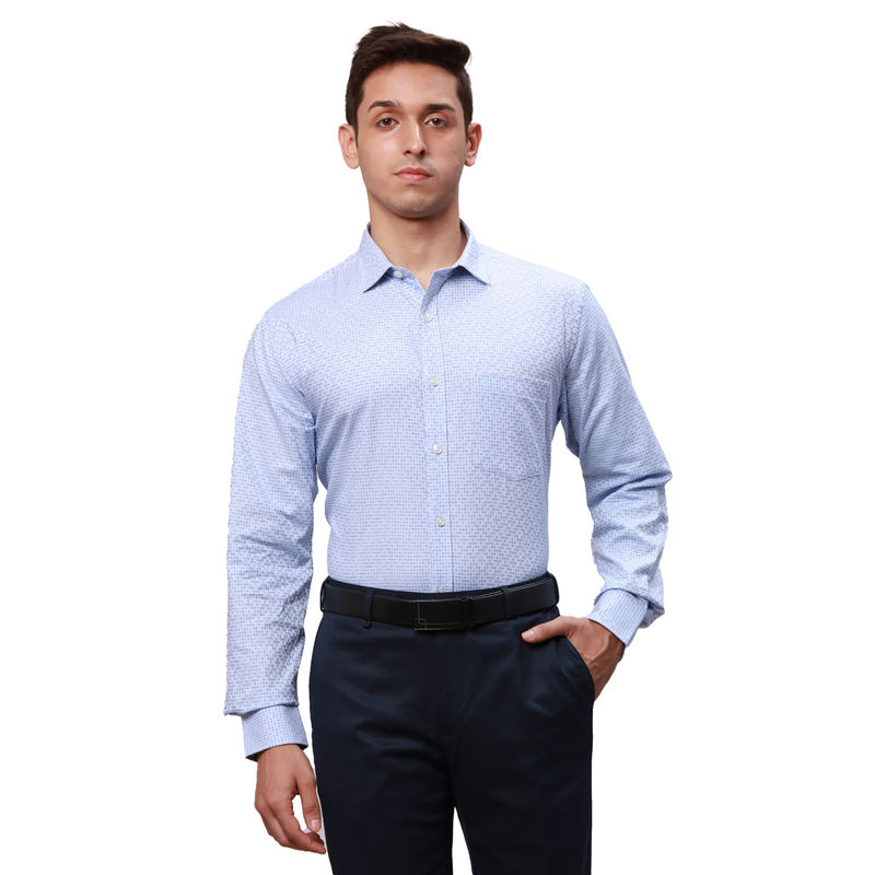 Park Avenue Regular Fit Checks Medium Blue Formal Shirt (39)