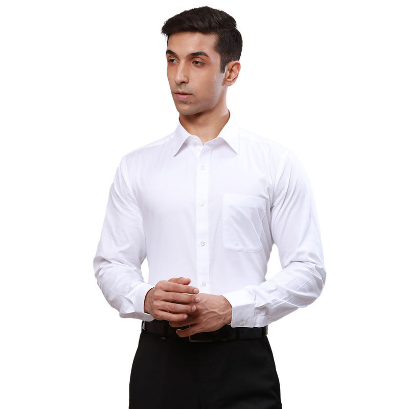 Raymond Slim Fit Self Design White Formal Shirt (46)