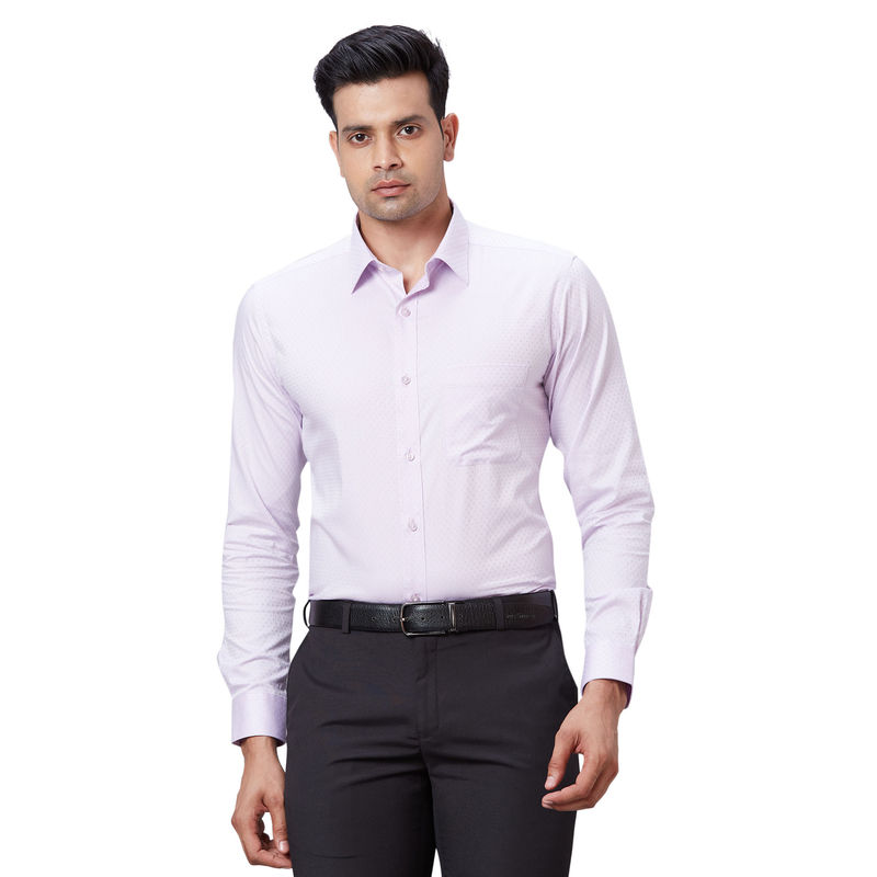 Raymond Slim Fit Self Design Light Purple Formal Shirt (44)
