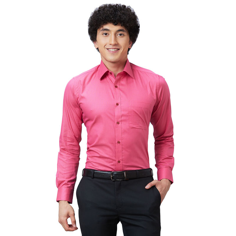 Raymond Slim Fit Self Design Pink Formal Shirt (39)