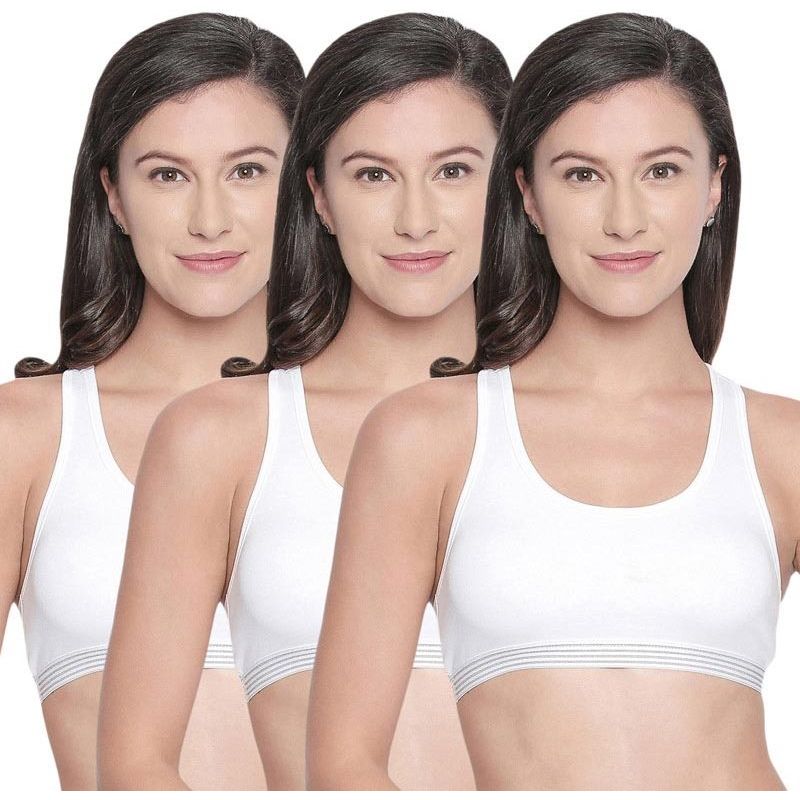 Bodycare Racerback Sports Bra-Pack Of 3 - White (34B)