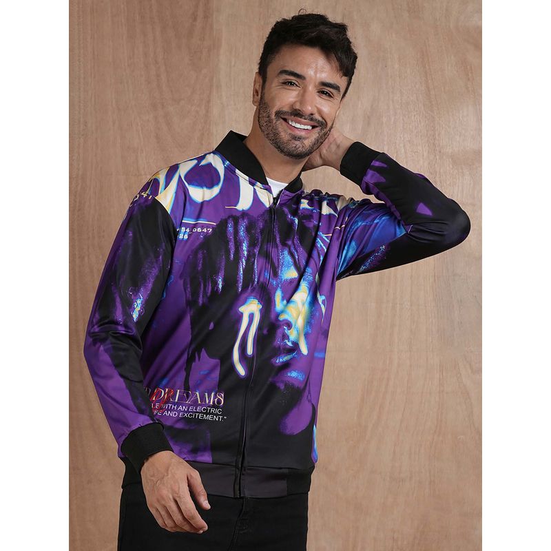 PRONK Men Graphic Printed Bomber Jacket (L)