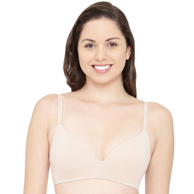 Enamor F084 Seamless Ultra Smoothening With Invisible Edges T-Shirt Bra - Padded Wirefree - Nude
