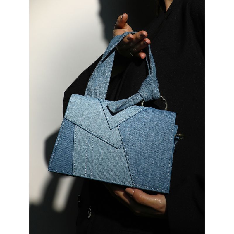 Buy Haute Sauce Blue The Denim Sash Hand Bag with Detachable Strap